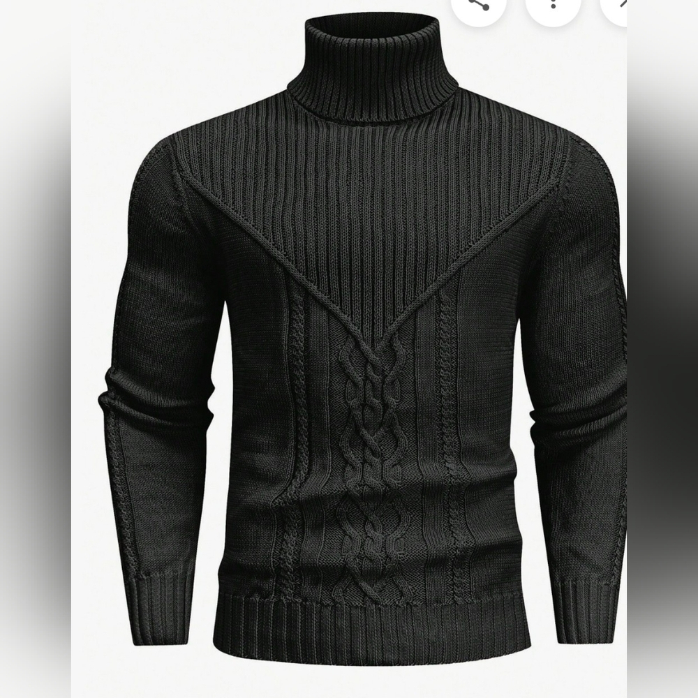 Elegant Black Turtleneck Sweater for Men